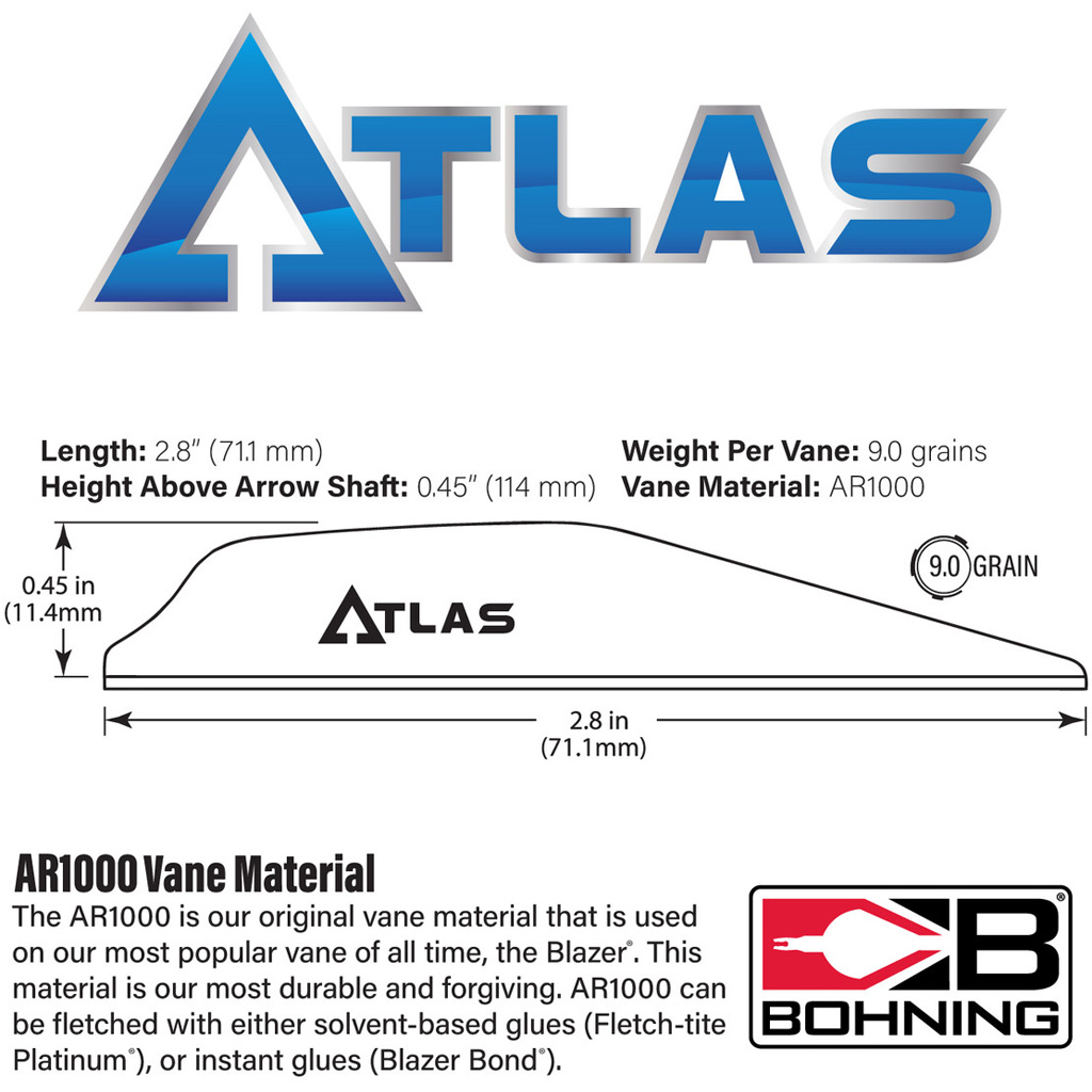 Bohning Atlas Vanes Black (100 pk.)