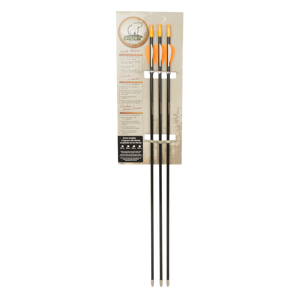 Bear Brave Youth Fiberglass Arrows 3-Pack