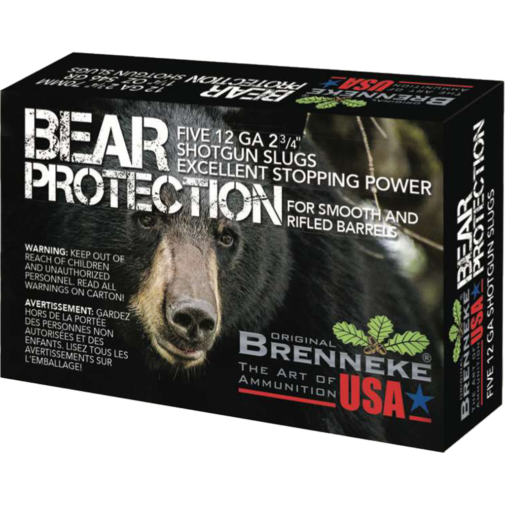 Brenneke Bear Protection Slug Ammunition 12 Gauge 2.75 in (1 1/4 oz) 5-Round
