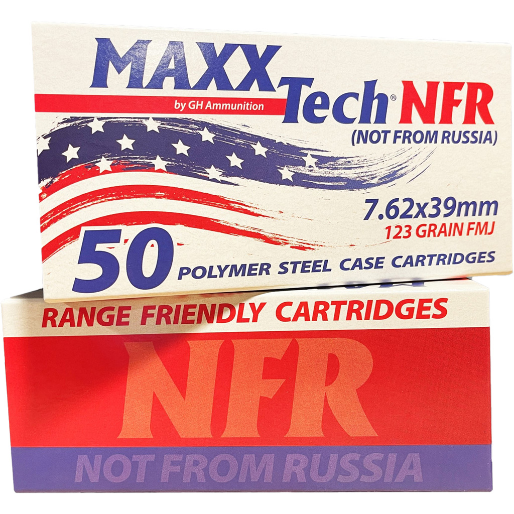 MAXXTech NFR MTNFR762 7.62x39mm 123 Grain FMJ Steel Case Rifle Ammunition