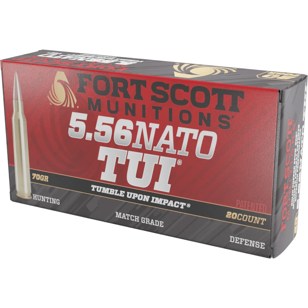 Fort Scott Munitions 556-070-SCV2 Tumble Upon Impact (TUI) 5.56mm 70gr Solid Copper Spun Ammo (20/Box)