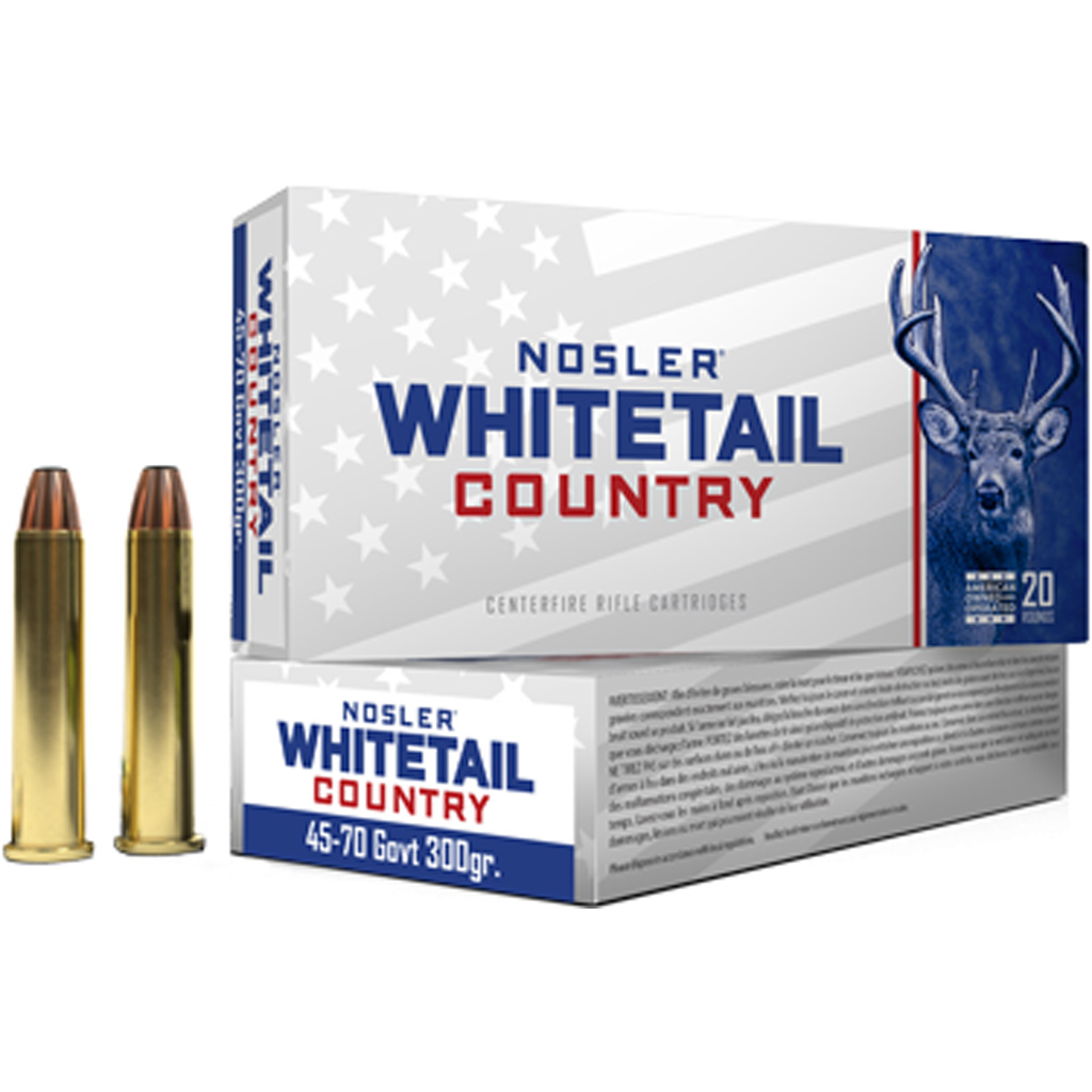 Nosler Whitetail Country .45-70 Government 300 gr Straight Wall Rifle Ammunition