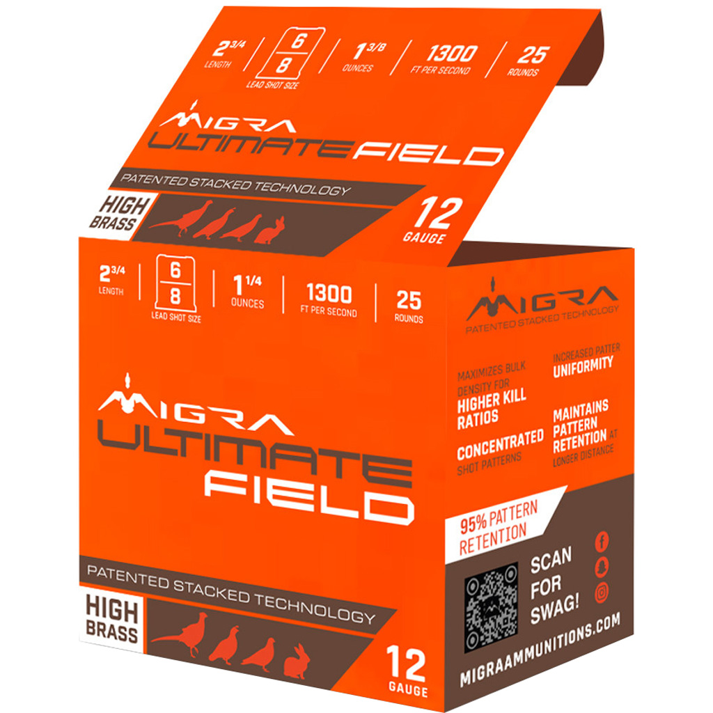 Migra Ultimate Field Stacked Shotshells 12 Gauge 2-3/4 in 1-3/8 oz #6 & 8 Shot 1300 fps (25 rds)