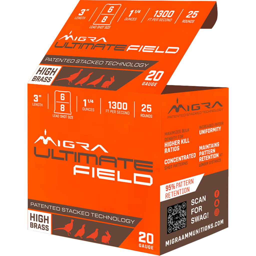 Migra Ultimate Field Hi-Brass Lead Stacked Shotshells (20 Gauge)