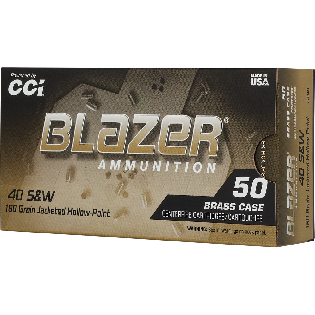 CCI Blazer Brass .40 S&W 180gr JHP Handgun Ammunition (50 rds)