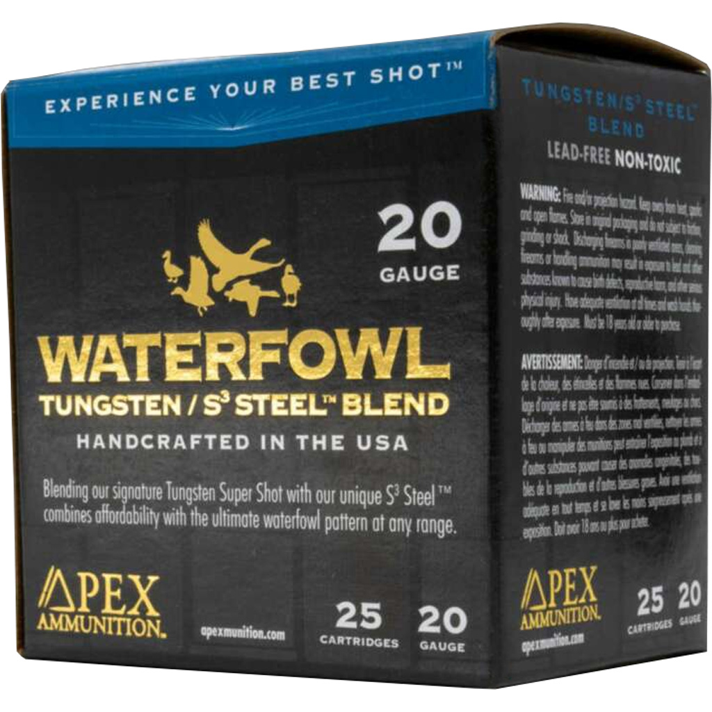 Apex Ammunition Waterfowl TSS/S3 Steel Blend 20 Gauge 3 in 1-1/8 oz #2 & #7.5 Shot 25 Rounds