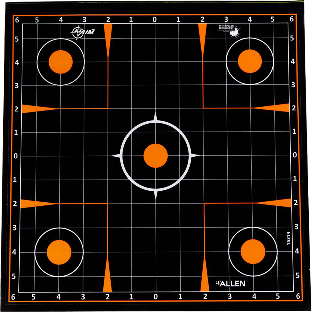 Allen EZ Aim Splash Reactive Adhesive Sight-In Grid Targets 12" x 12" (5-Pack)