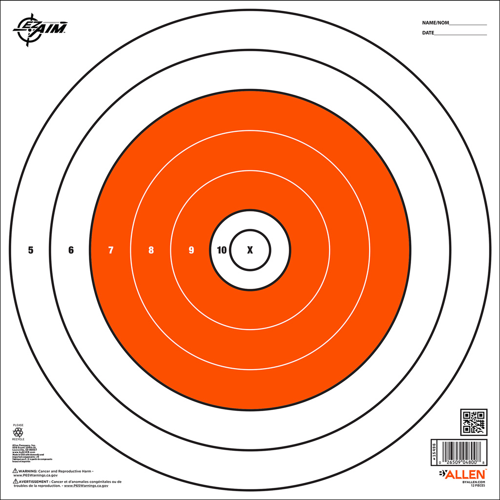 EZ-Aim Bullseye Paper Targets 12x12 (12-Pack)