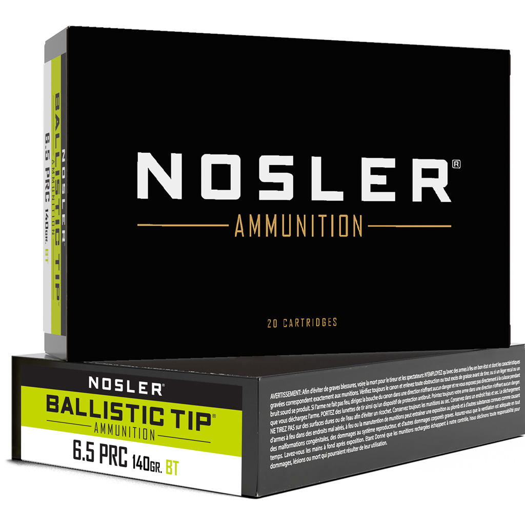 Nosler Ballistic Tip .6.5 PRC 140 Grain Spitzer Boat Tail Rifle Ammunition (20 Rounds)