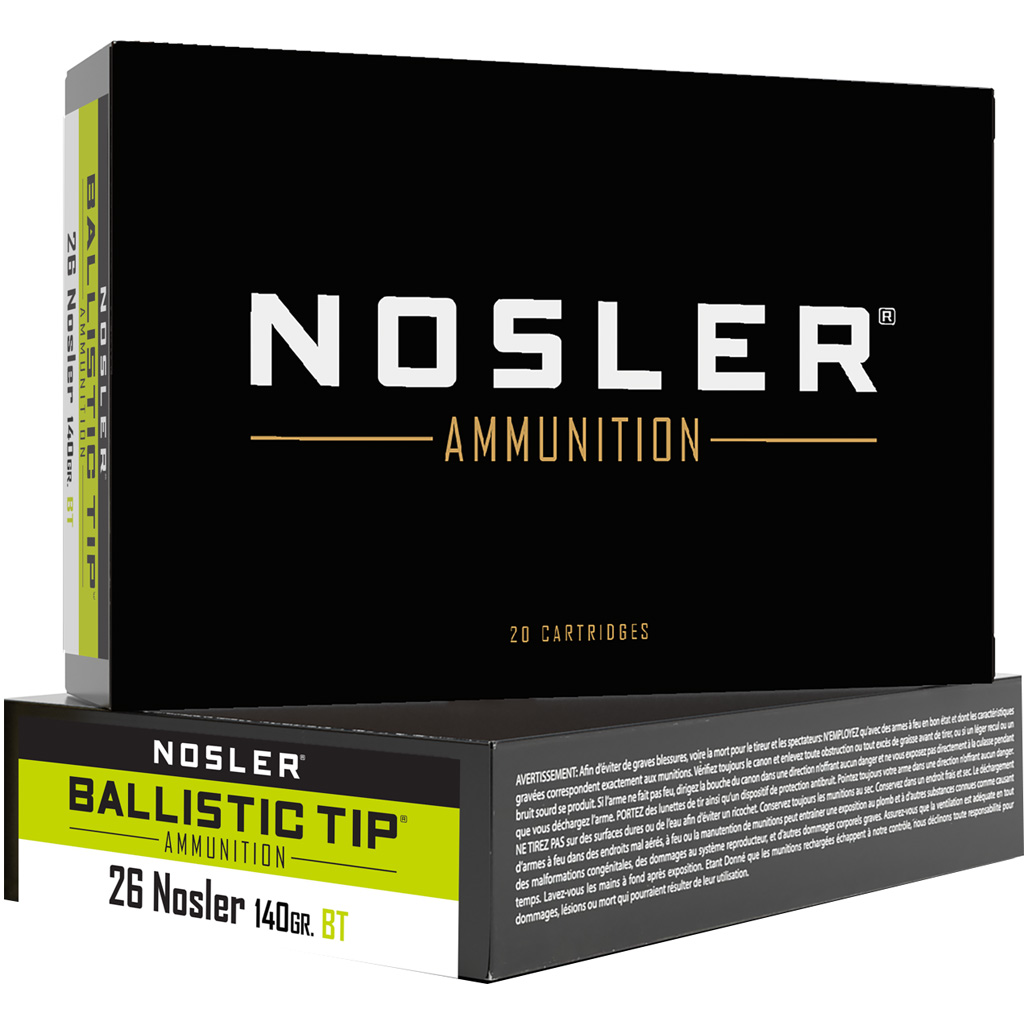 Nosler .26 Nosler 140gr Ballistic Tip Polymer Tip (PT) 20rd