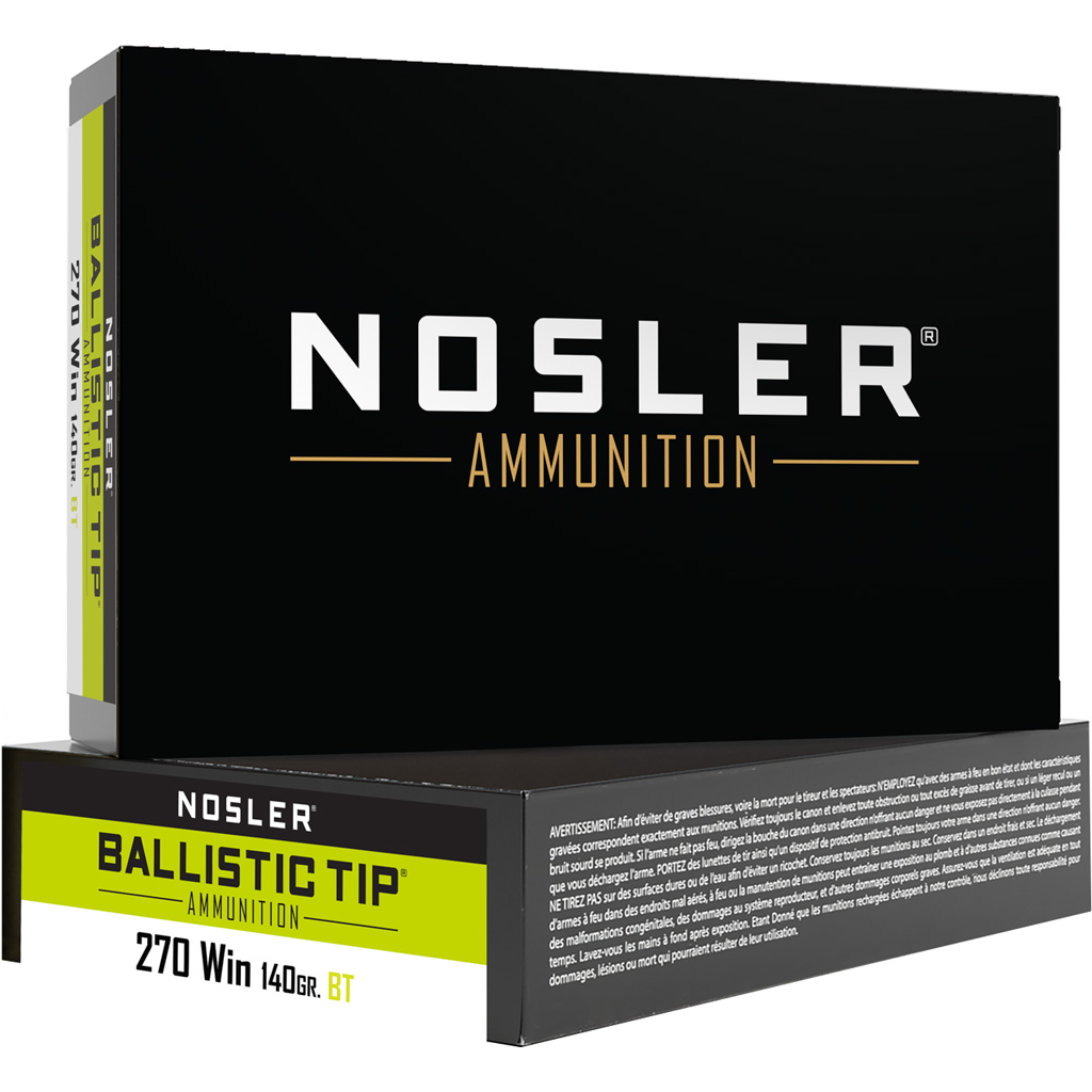 Nosler Ballistic Tip .270 Win 140gr Spitzer Ballistic Tip Hunting Rifle Ammunition (20 Rounds)