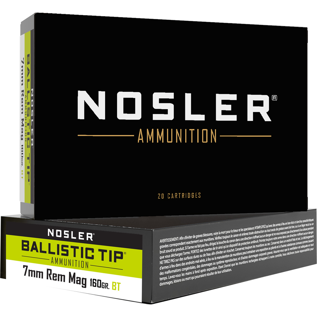 Nosler Ballistic Tip 7mm Rem Mag 160 gr BT SP Ammo