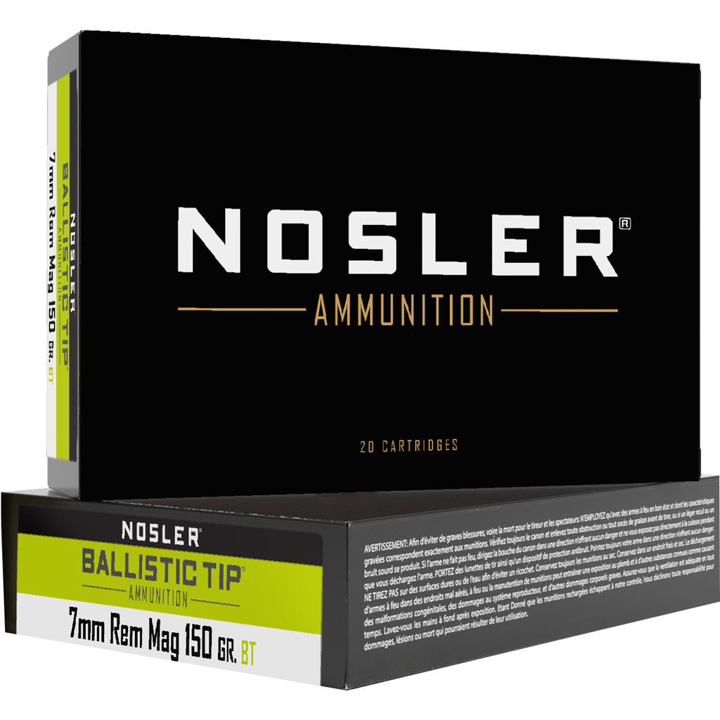 Nosler Ballistic Tip Rifle Ammunition 7mm Rem. Mag. 150 gr