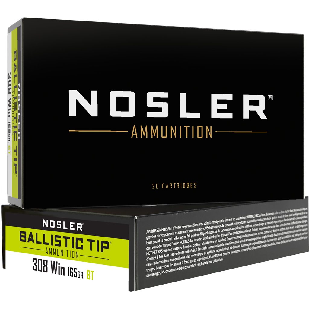 Nosler Ballistic Tip Hunting .308 Winchester 165 Grain PT Ammunition (20rd)