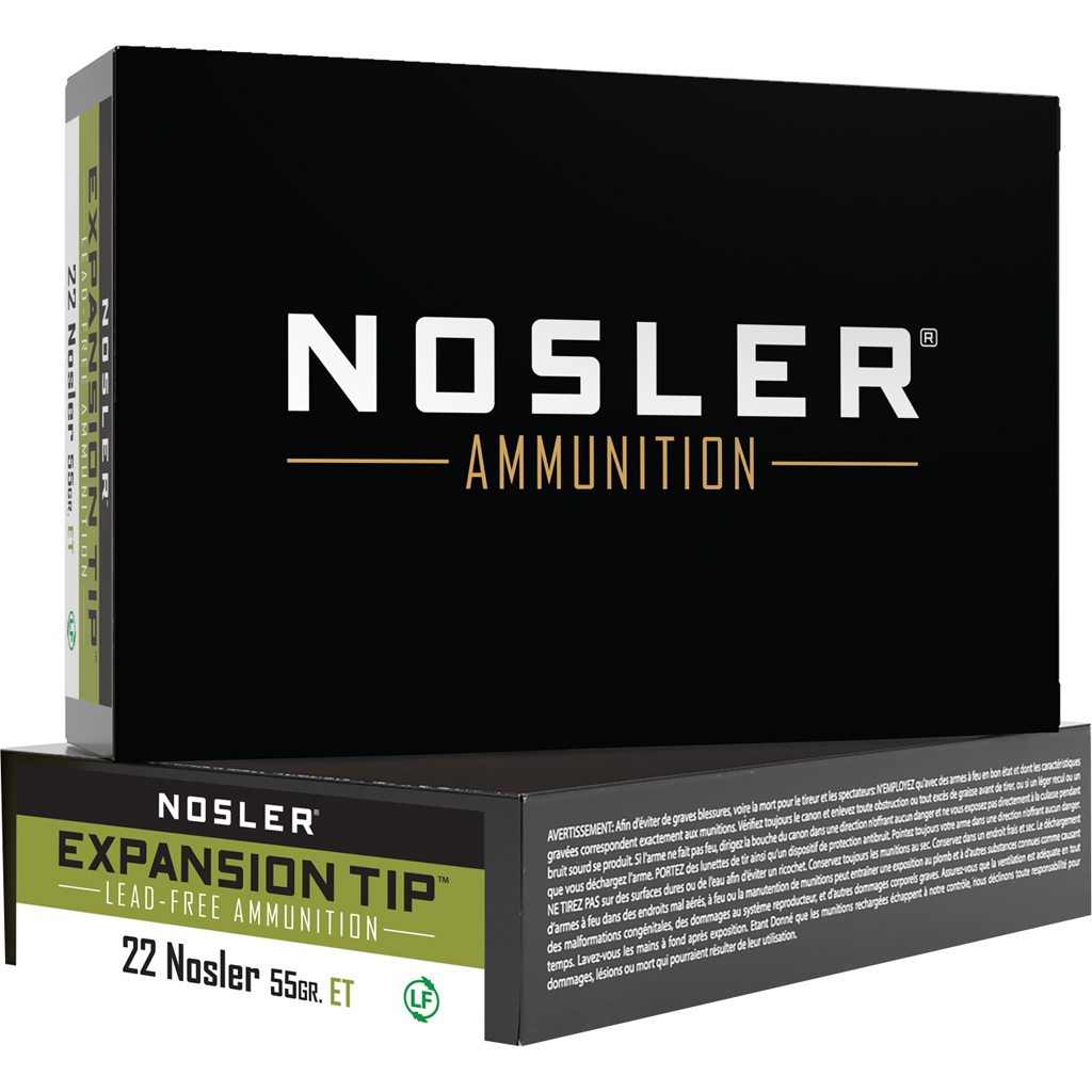 Nosler E-Tip .22 Nosler 55gr Lead-Free Rifle Ammo (20 Rounds)