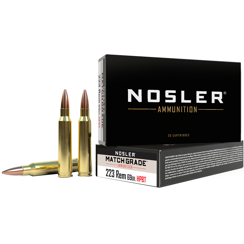 Nosler Match Grade 60023 .223 Rem 69gr HPBT Ammo (20rd)