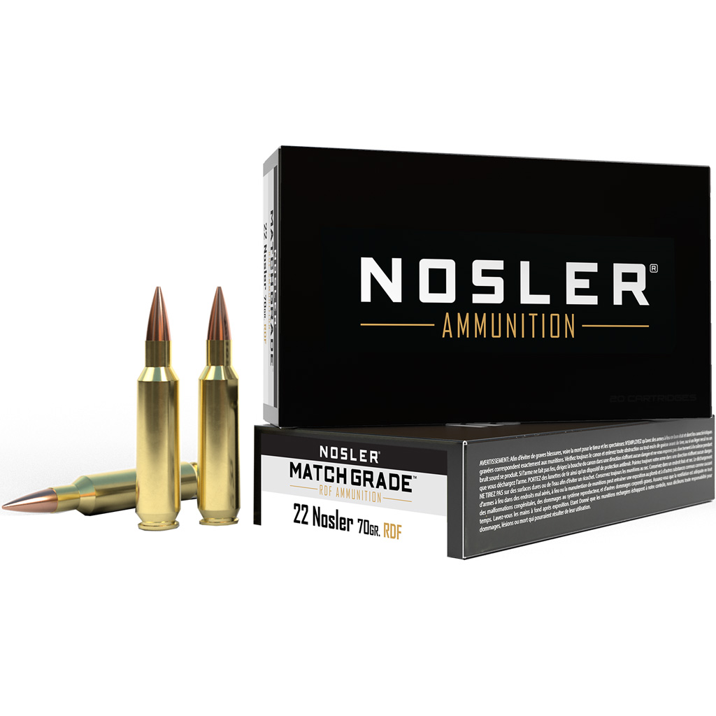 Nosler Match Grade RDF 22 Nosler 70 Grain HPBT Rifle Ammunition (20 Rounds)