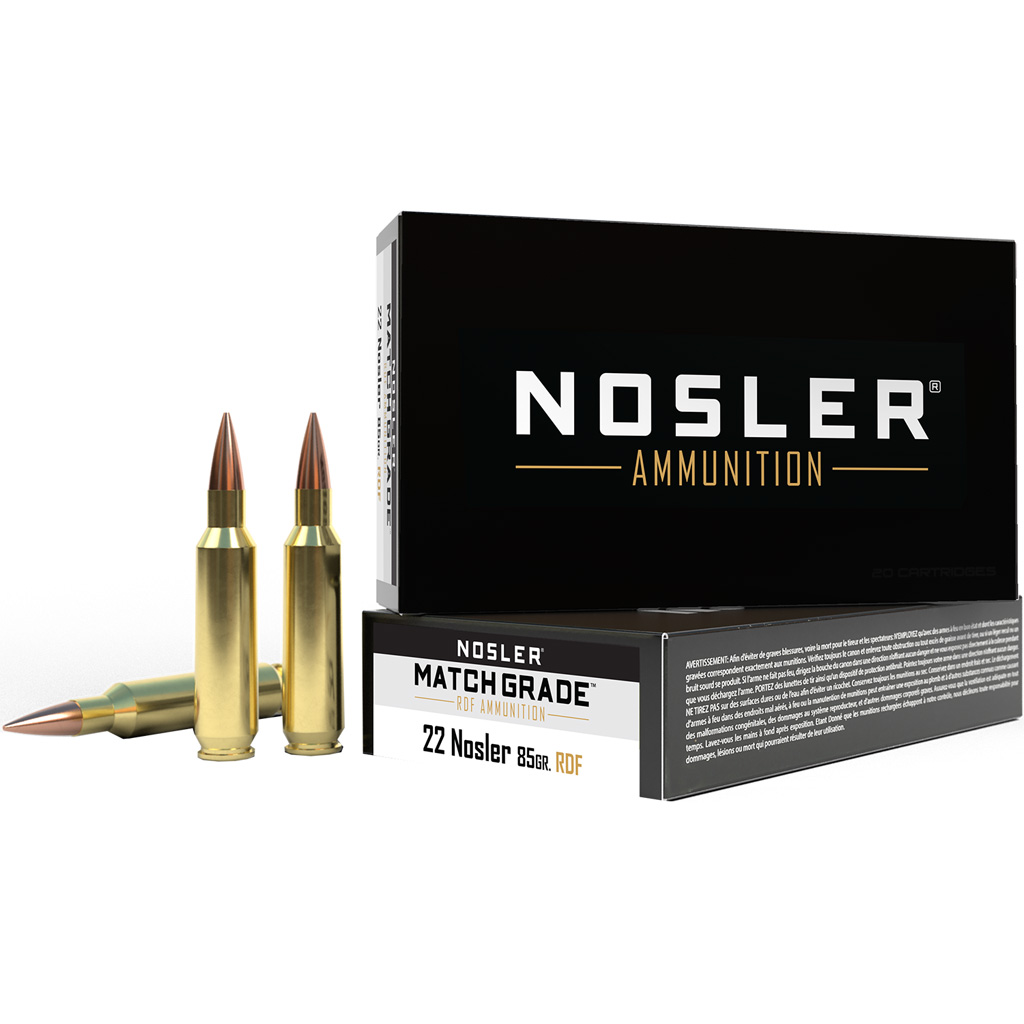 Nosler RDF Match Grade 22 Nosler 85 Grain HPBT Rifle Ammunition