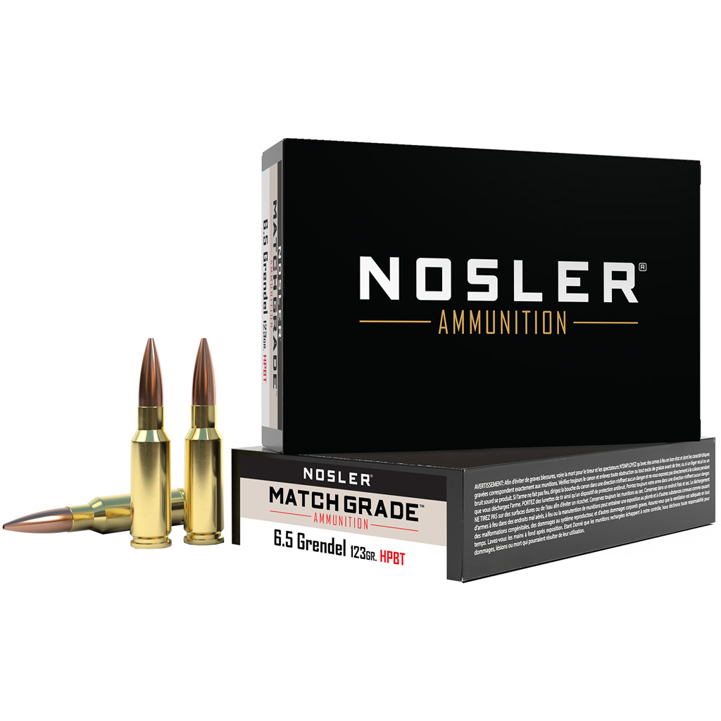 Nosler Match Grade Rifle Ammunition 6.5 Grendel 123gr HPBT