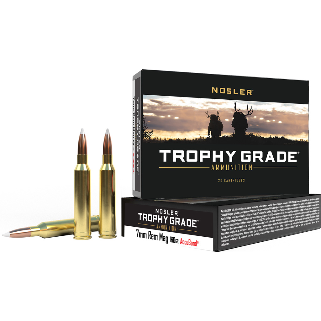 Nosler Trophy Grade 7mm Remington Magnum 160gr AccuBond SP Rifle Ammunition (20 Rounds)