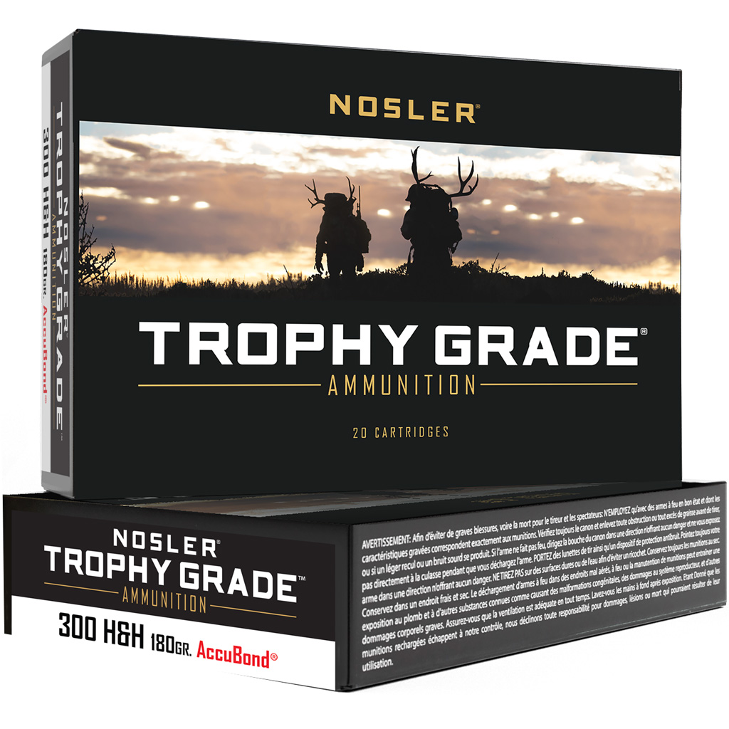 Nosler Trophy Grade .300 H&H Magnum 180 gr AccuBond Rifle Ammunition