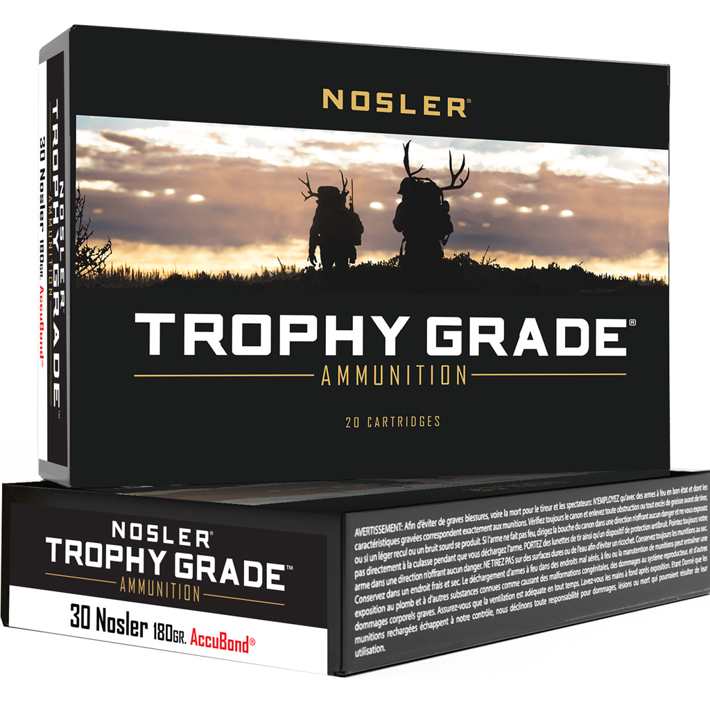Nosler Trophy Grade Rifle Ammunition 30 Nosler 180 gr AccuBond