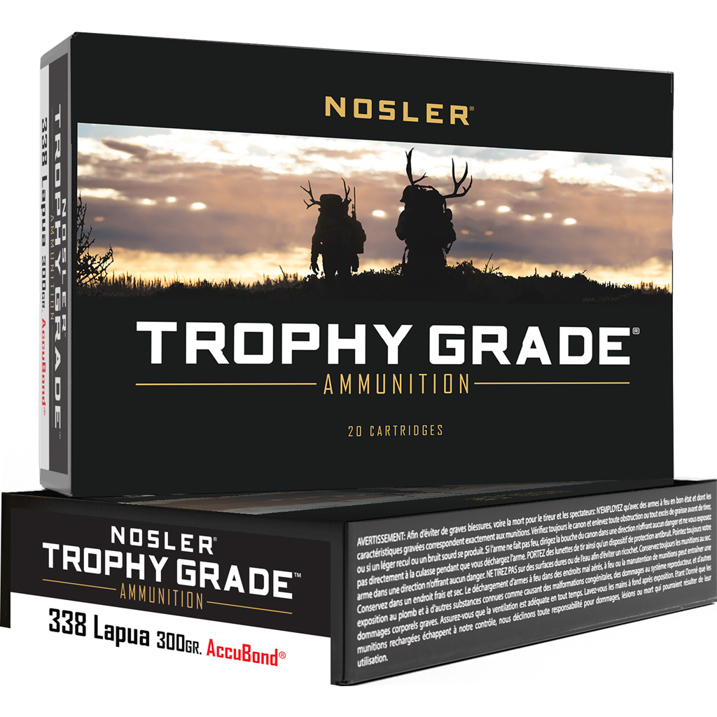 Nosler Trophy Grade Long Range 338 Lapua Magnum 300gr AccuBond Ammo
