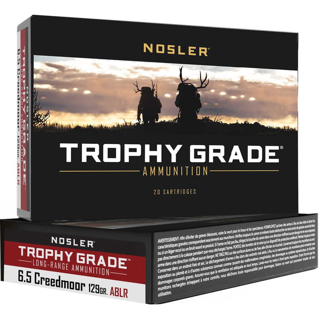 Nosler Trophy Grade Long Range 6.5 Creedmoor 129gr ABLR SP Rifle Ammunition (20 Rounds)