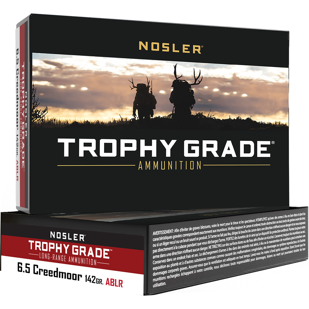 Nosler Trophy Grade Long-Range Rifle Ammunition 6.5 Creedmoor 142 gr ABLR SP (20 rounds)
