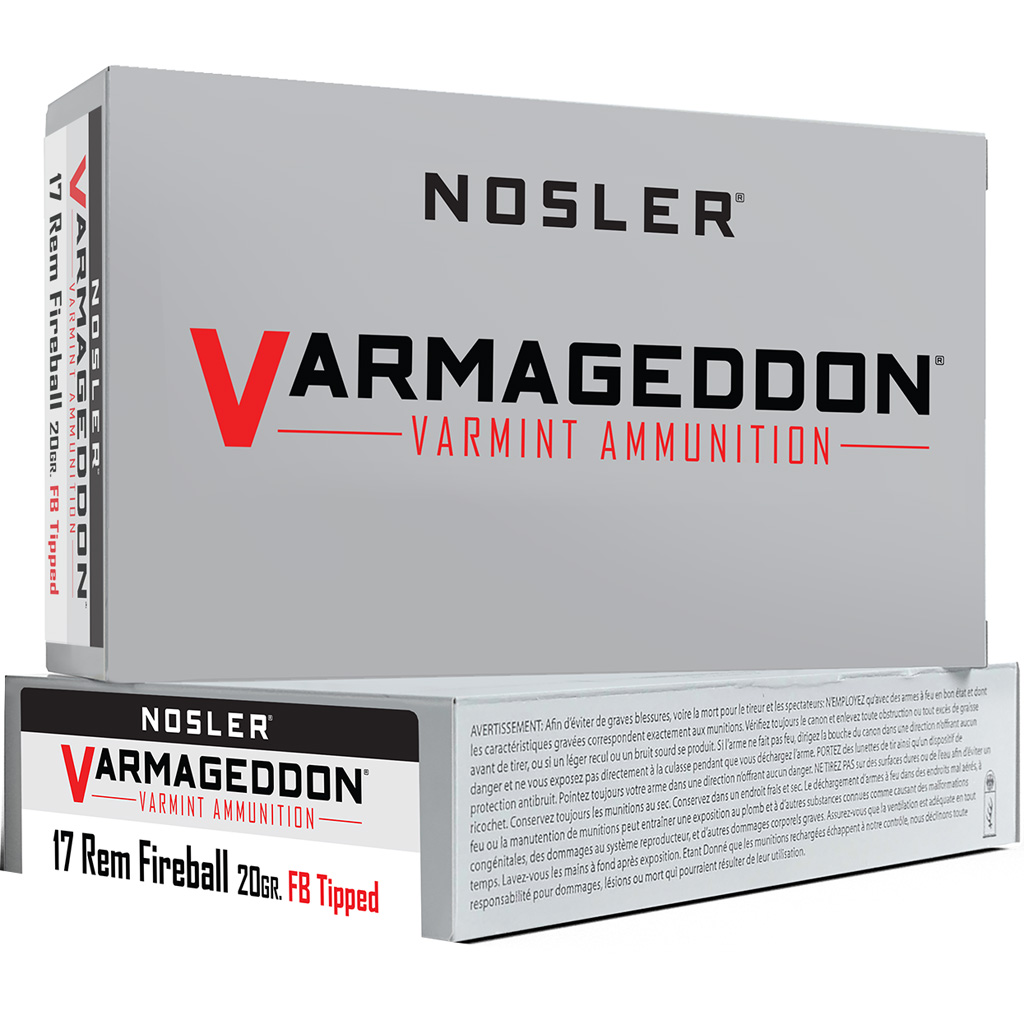 Nosler Varmageddon 17 Rem Fireball 20gr FB Tipped Ammo