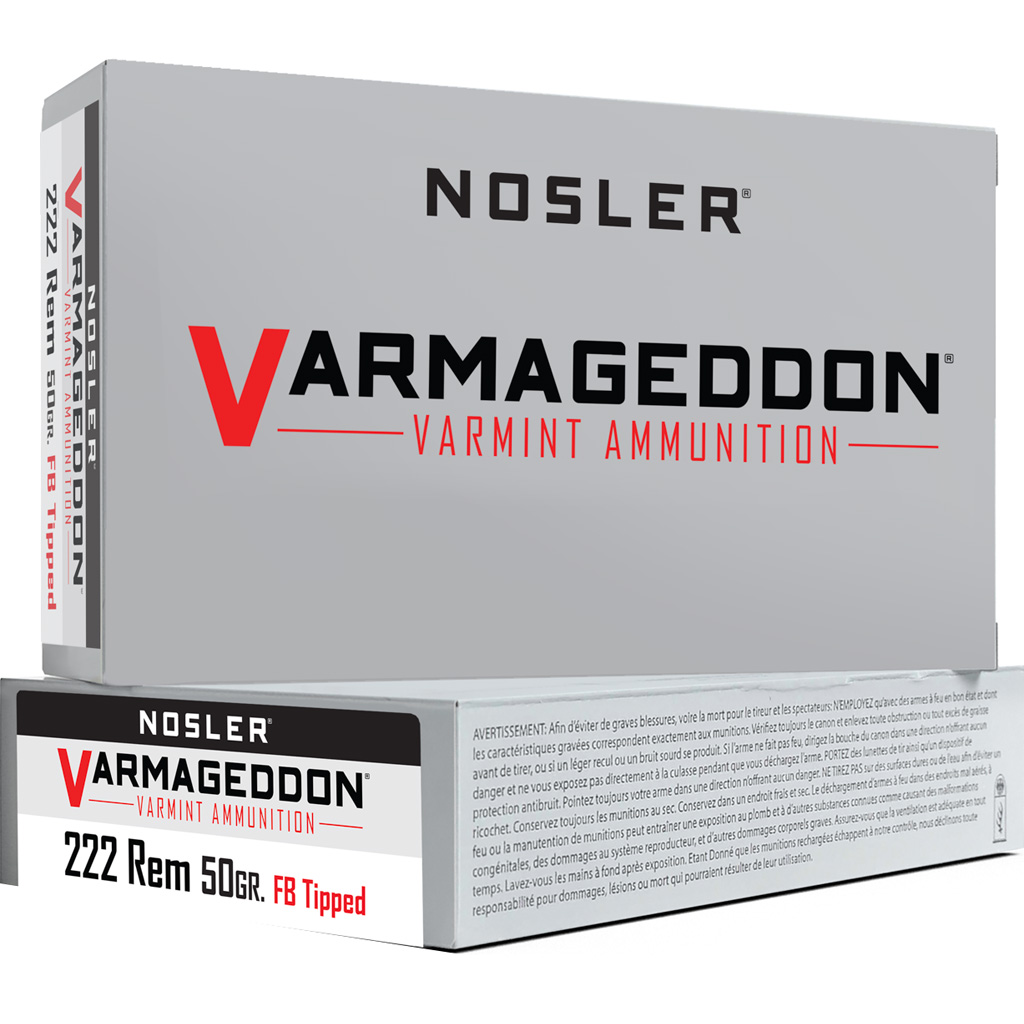 Nosler Varmageddon .222 Remington 50 Grain Tipped Flat Base Rifle Ammunition (20 Rounds)