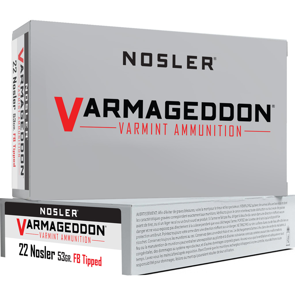 Nosler Varmageddon 22 Nosler 53 Grain Flat Base Tipped Rifle Ammunition