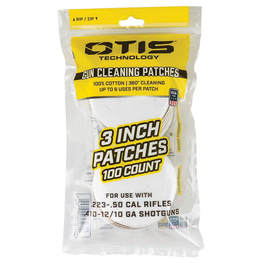 Otis FG-919-100 All Caliber 3" Cotton Cleaning Patches (100 Pack)