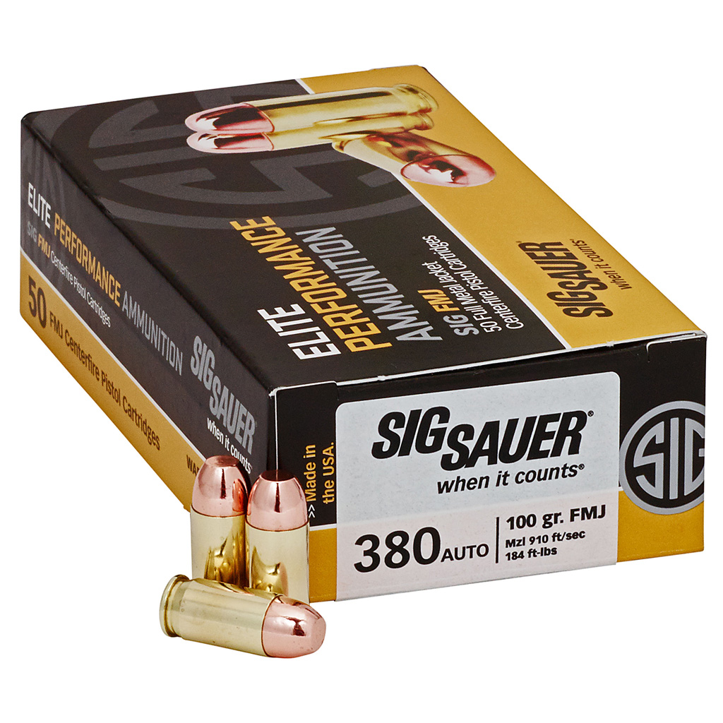 SIG SAUER Elite Ball .380 ACP 100 Grain FMJ (50 Rounds)