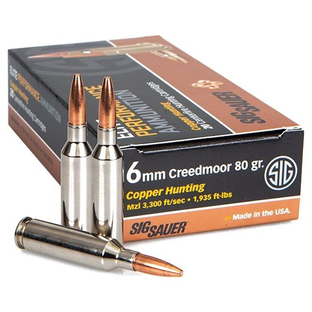 SIG SAUER Elite Series 6mm Creedmoor 80 Grain Solid Copper Hunting Ammo 20 Rounds