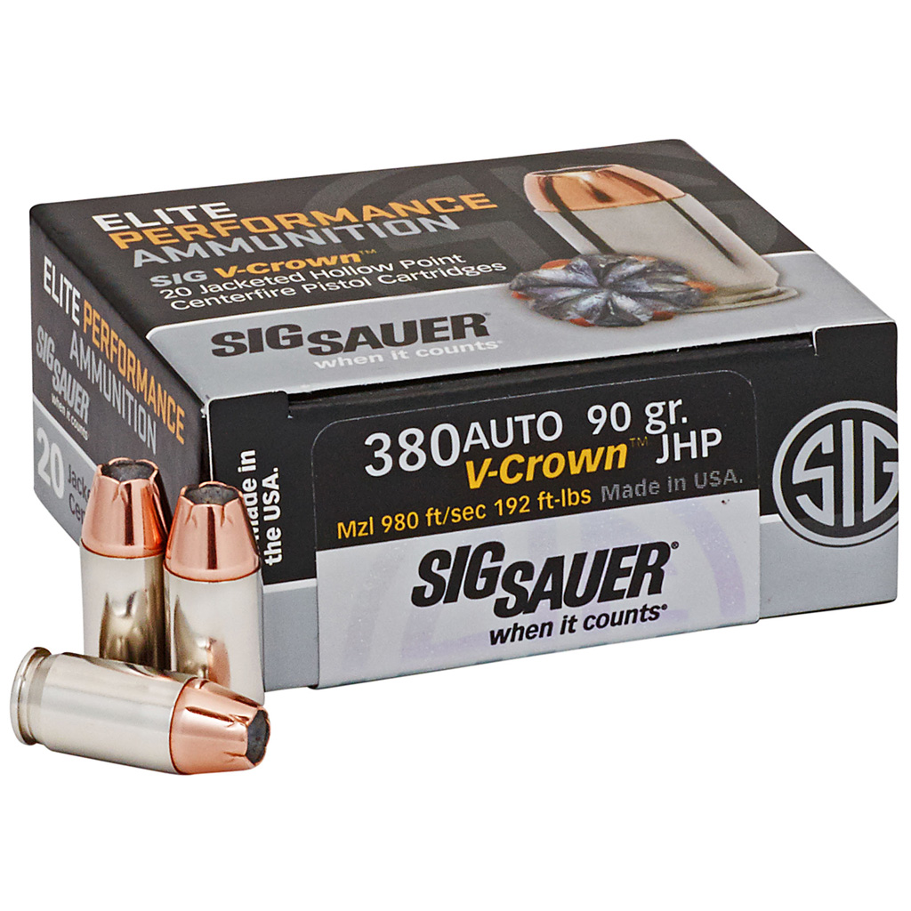 SIG SAUER V-CROWN .380 ACP 90GR JHP 50rd Box