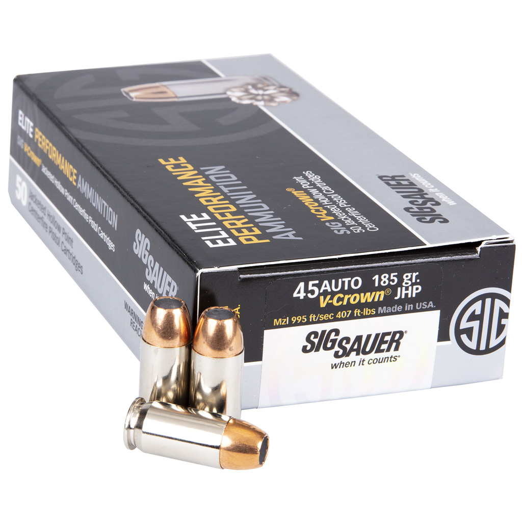 SIG Sauer Elite V-Crown .45 ACP 185gr JHP (50 Rounds)