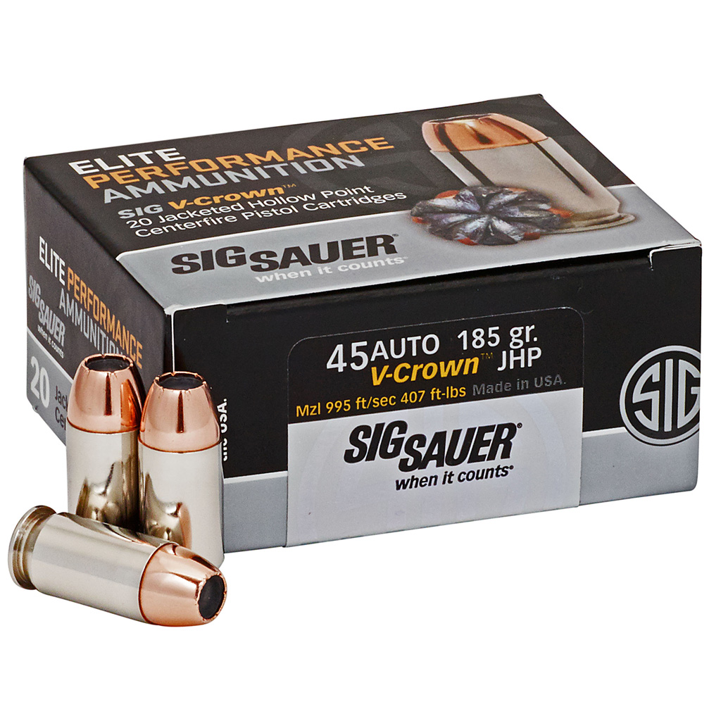 SIG SAUER Elite V-Crown .45 ACP 185gr JHP Ammunition (20 Rounds)