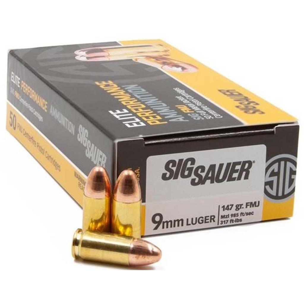 SIG SAUER 9mm Elite Ball FMJ 147gr Ammunition (Box of 50)
