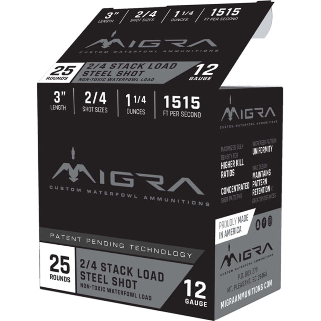 Migra Staxd 12 Gauge Shotgun Shells (3 in) 1-1/4 oz #4-6 Steel Shot, 25 Rounds