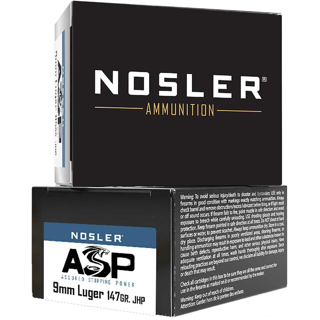 Nosler Assured Stopping Power 9mm Luger 147gr JHP Handgun Ammunition