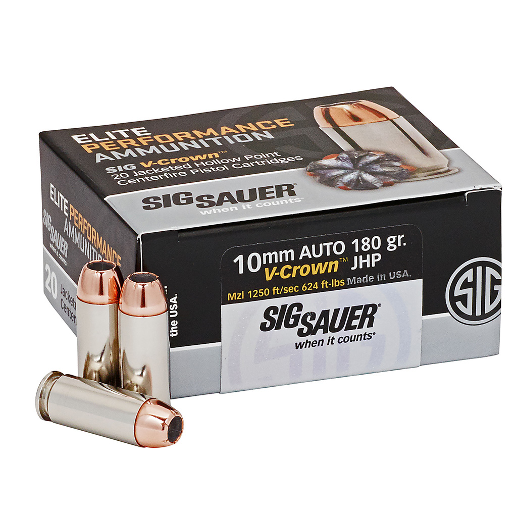 Sig Sauer Elite V-Crown 10mm Auto 200gr JHP Ammunition (20rd Box, 10-Box Case)