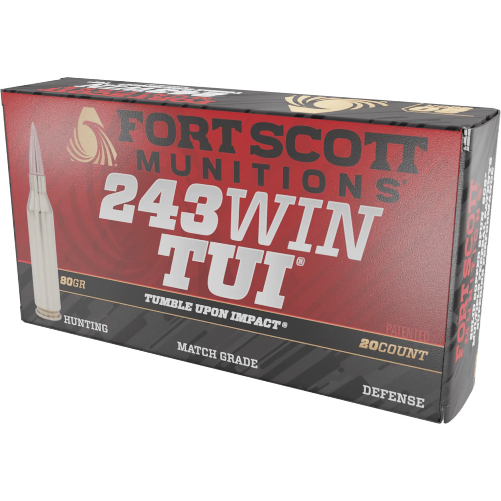 Fort Scott Munitions 243 Tumble Upon Impact (TUI) 80-Grain Rifle Ammo (20-Round)
