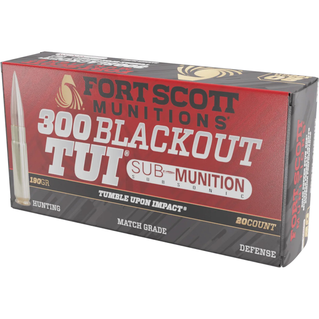 Fort Scott Munitions 300 Blackout Tumble Upon Impact (TUI) 190gr Solid Copper Spun Subsonic Rifle Ammunition (20rd)