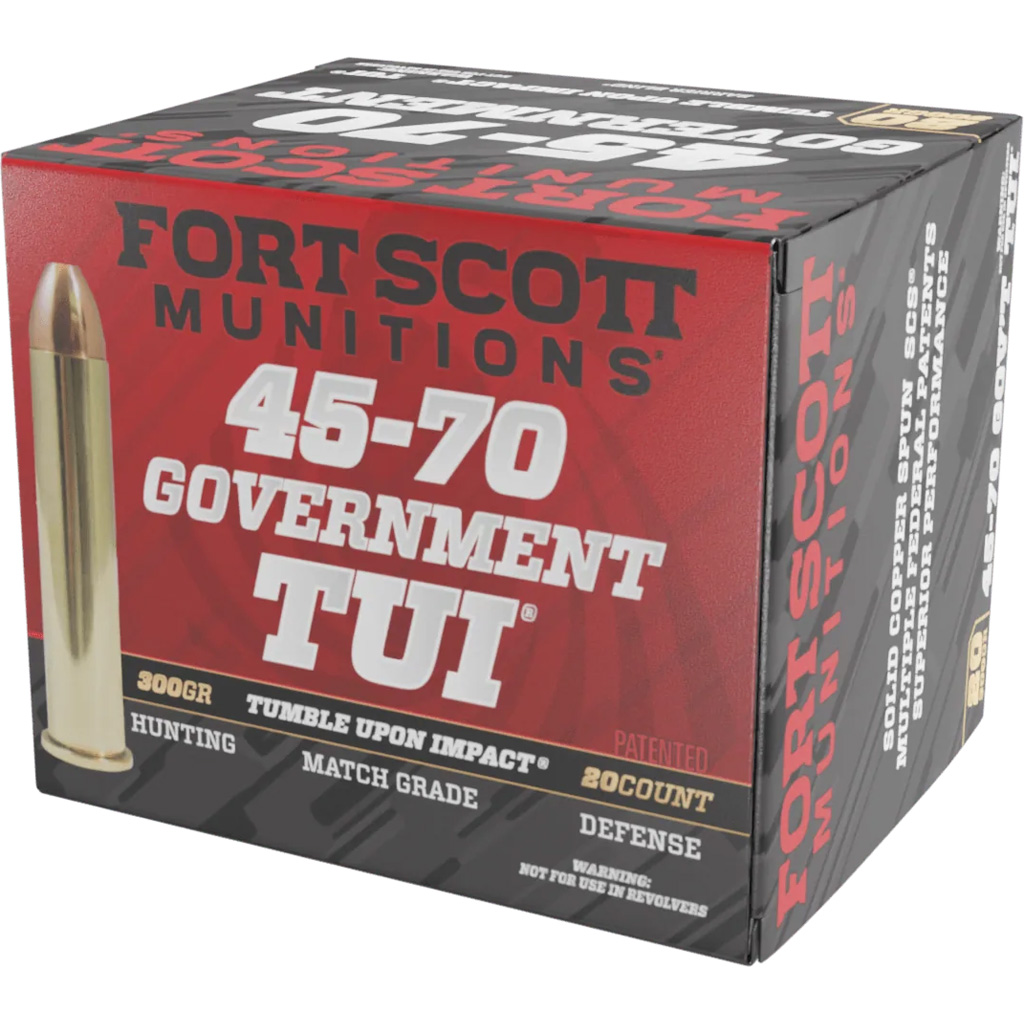 Fort Scott Munitions Lead-Free Rifle Ammo 45-70 Gov 300gr TUI Brass Case 20-Round