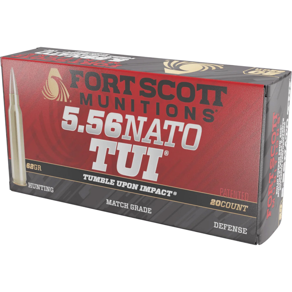 Fort Scott Munitions Tumble Upon Impact (TUI) 5.56x45mm NATO 62gr Lead-Free Rifle Ammo (20 Rd)