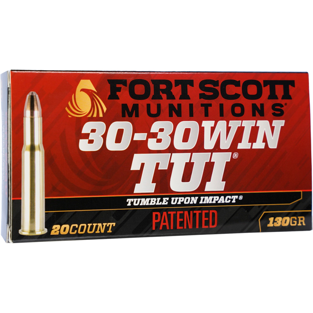 Fort Scott 30-30 Win 130 Grain Tumble Upon Impact (TUI) Solid Copper Rifle Ammunition (20 Rounds)