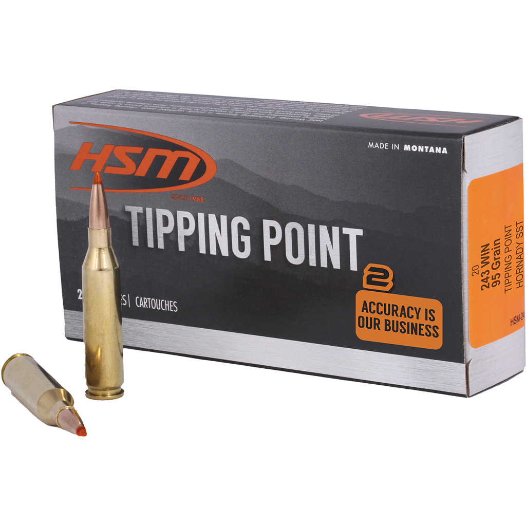 HSM Tipping Point 2 .243 Winchester 95 Grain SST 20-Round Box