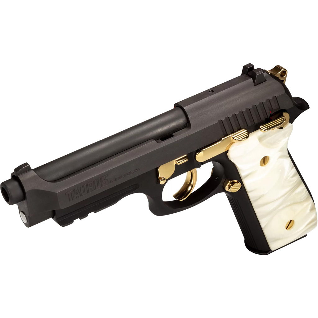 Taurus PT92 9mm 5in Black with Gold Accents w/ Pearl Grip