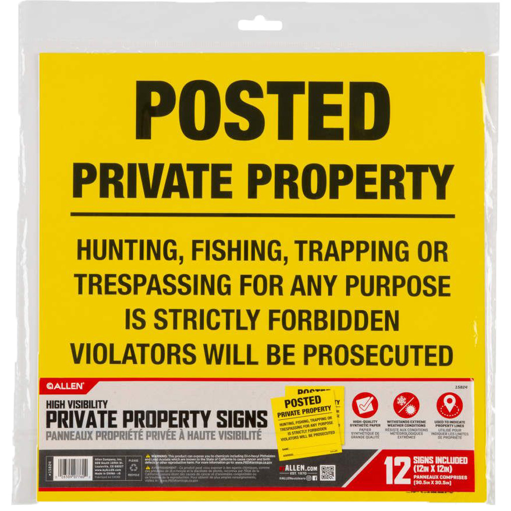 Allen Posted “No Trespassing” Yard Sign (12 in x 12 in) - 12 Pack